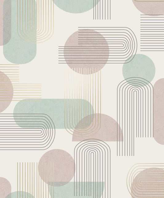 Arch Geo Wallpaper - Duck Egg/Pink - Holden Décor - 13090Wallpaper199