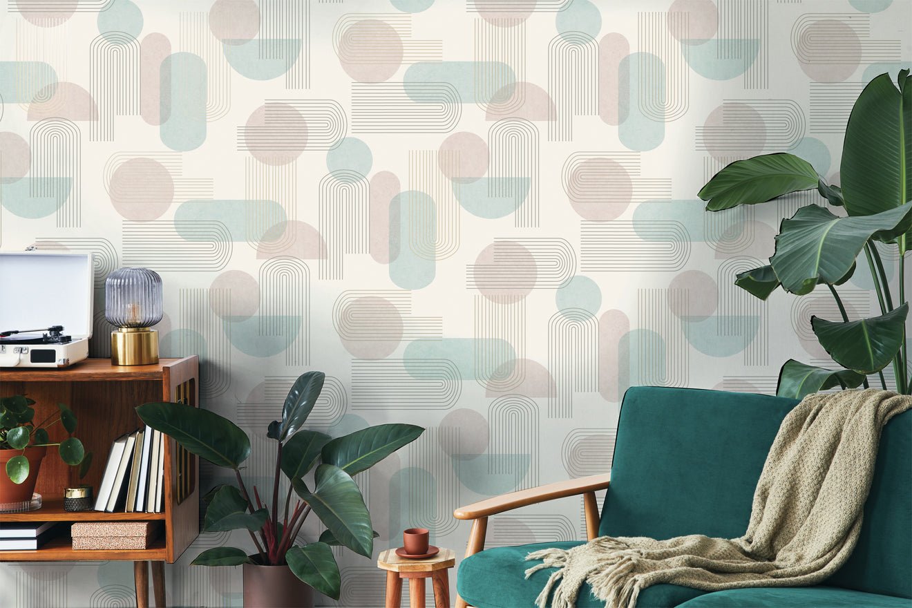Arch Geo Wallpaper - Duck Egg/Pink - Holden Décor - 13090Wallpaper199