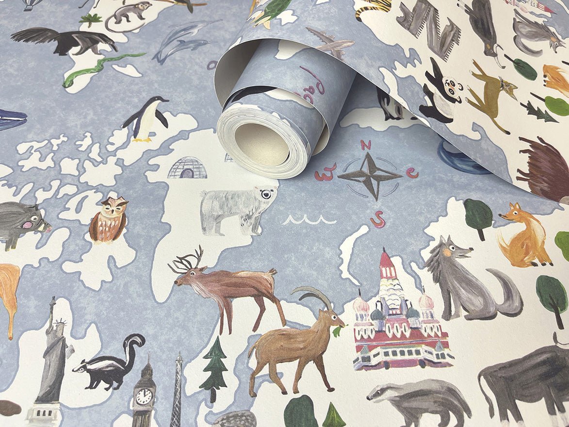 Around the world Wallpaper - Blue - Holden Décor - 13250Wallpaper199