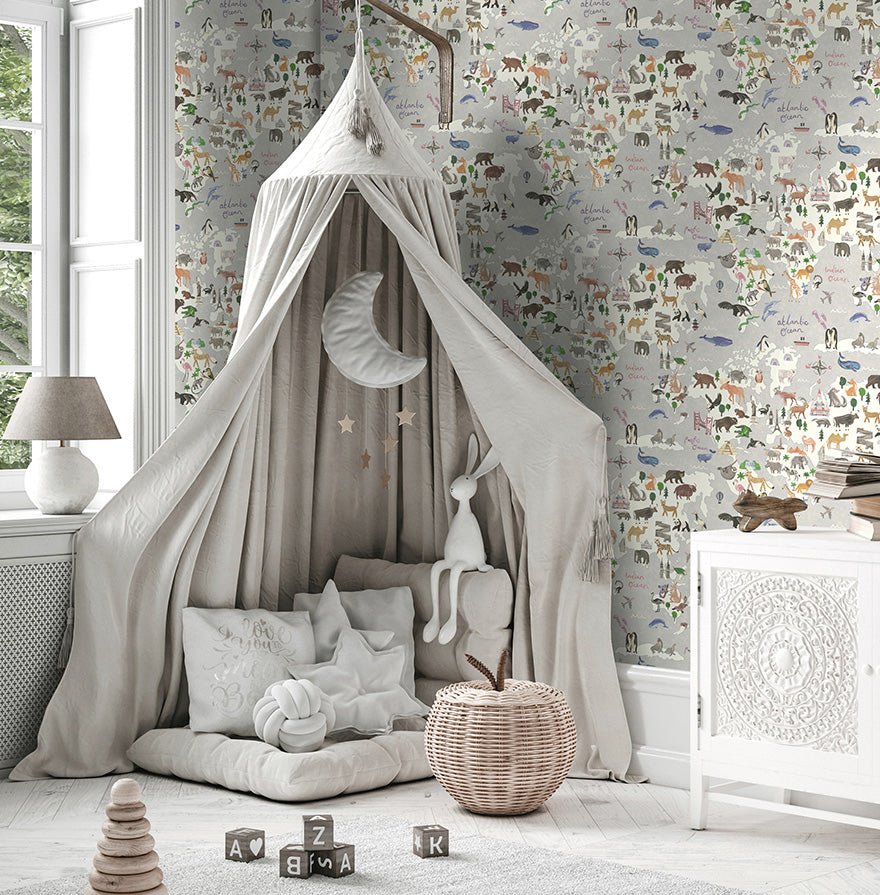 Around the world Wallpaper - Grey - Holden Décor - 13252Wallpaper199