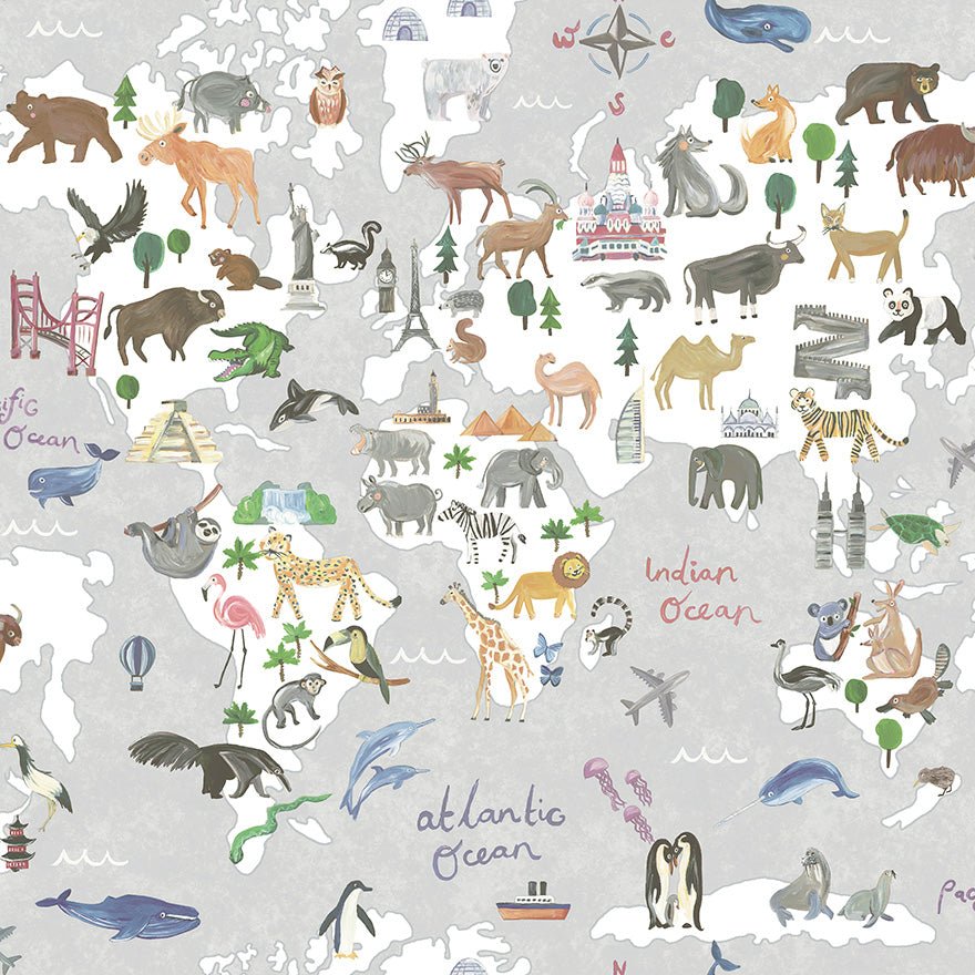 Around the world Wallpaper - Grey - Holden Décor - 13252Wallpaper199