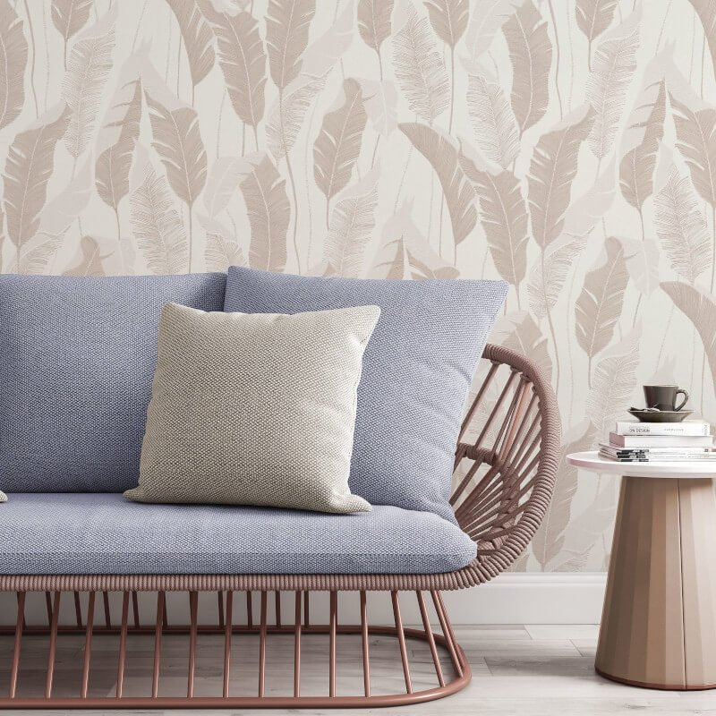 Arwen Delicate Feather Metallic Wallpaper - Beige - Erismann - 10344 - 02Wallpaper199