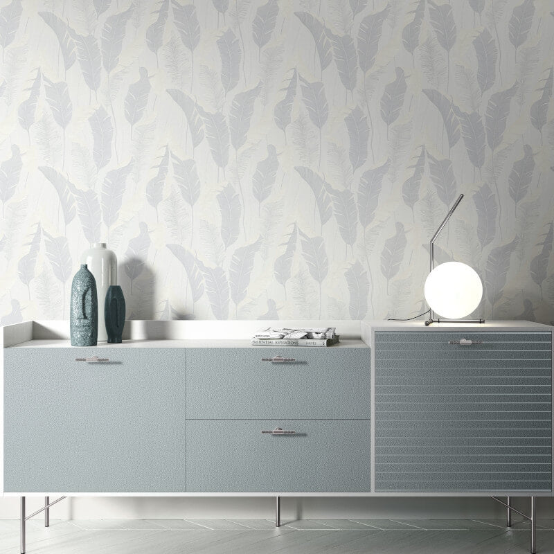Arwen Delicate Feather Metallic Wallpaper - Grey - Erismann - 10344 - 31Wallpaper199