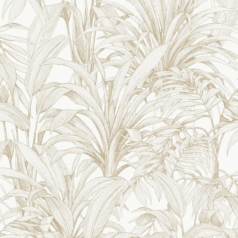 Asperia Linear Leaf Wallpaper - Cream/Beige - Grandeco - A51402Wallpaper199