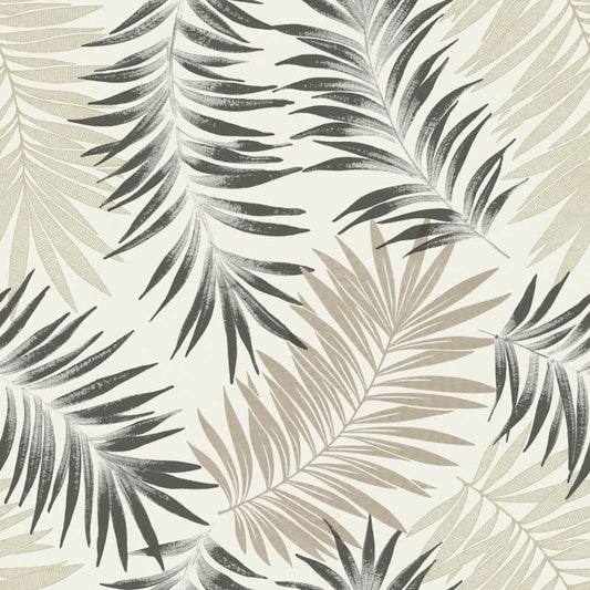 Asperia Orleans Leaf Wallpaper - Beige/Black - Grandeco - A56201Wallpaper199