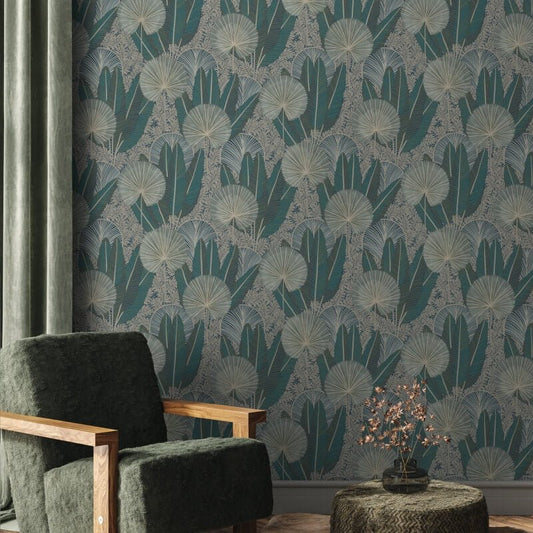 Asperia Tropical Leaf Wallpaper - Black/Green - Grandeco - A54701Wallpaper199