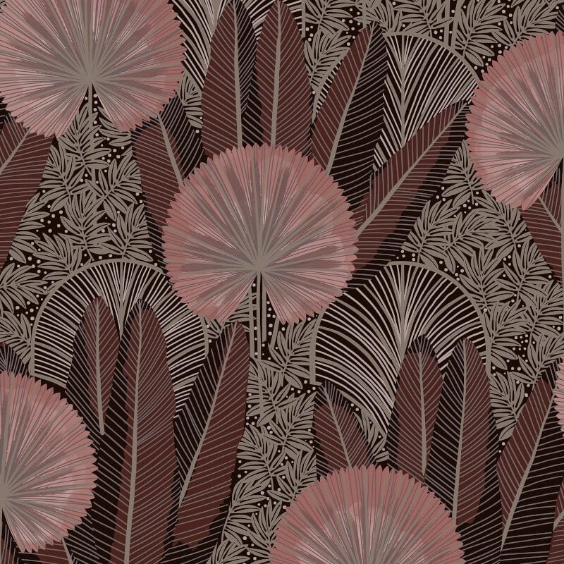 Asperia Tropical Leaf Wallpaper - Red/Pink - Grandeco - A54702Wallpaper199