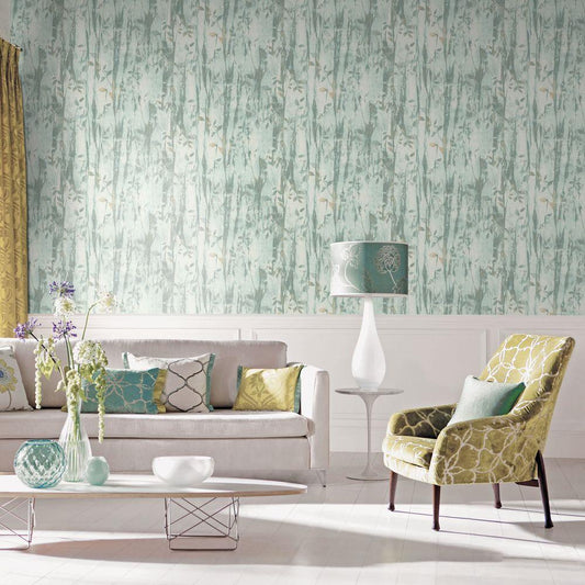 Atmosphere Batik Leaves Wallpaper - Aqua - Galerie - G78230Wallpaper199