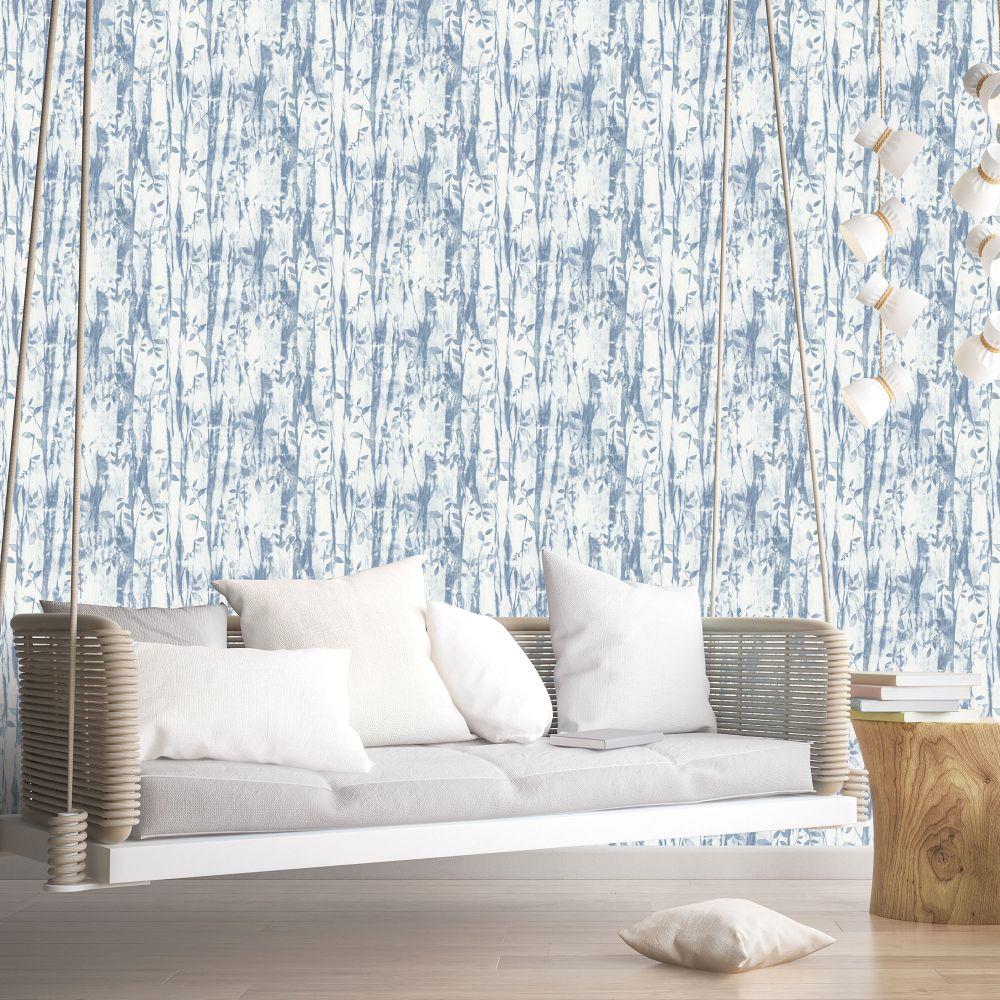 Atmosphere Batik Leaves Wallpaper - Blue - Galerie - G78232Wallpaper199