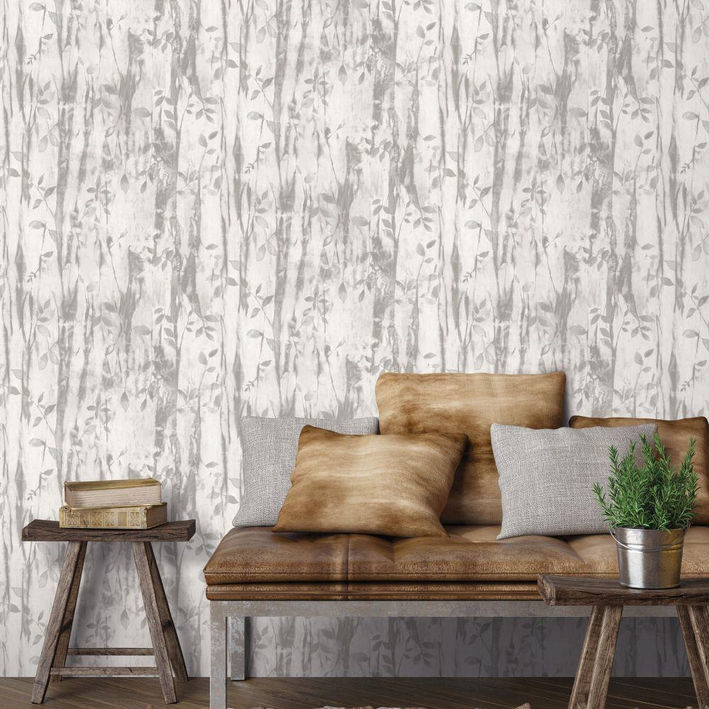 Atmosphere Batik Leaves Wallpaper - Grey - Galerie - G78233Wallpaper199