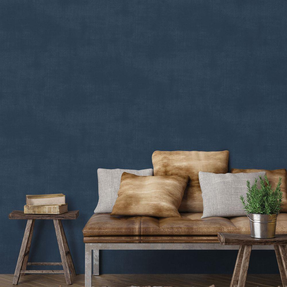 Atmosphere Metallic Linen Wallpaper - Navy - Galerie - G78254Wallpaper199