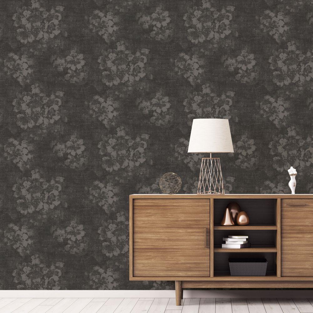 Atmosphere Mystic Floral Wallpaper - Charcoal - Galerie - G78259Wallpaper199