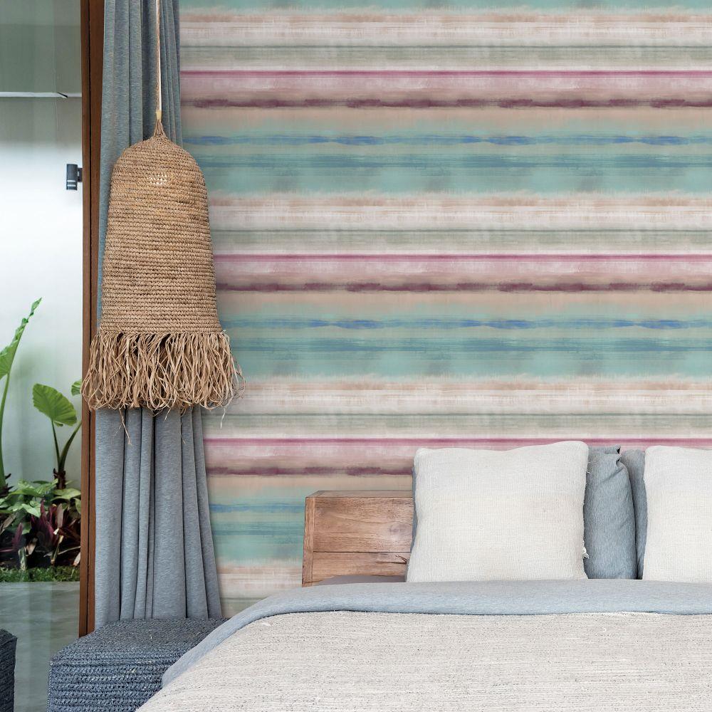 Atmosphere Skye Stripe Wallpaper - Turquoise / Magenta - Galerie - G78268Wallpaper199