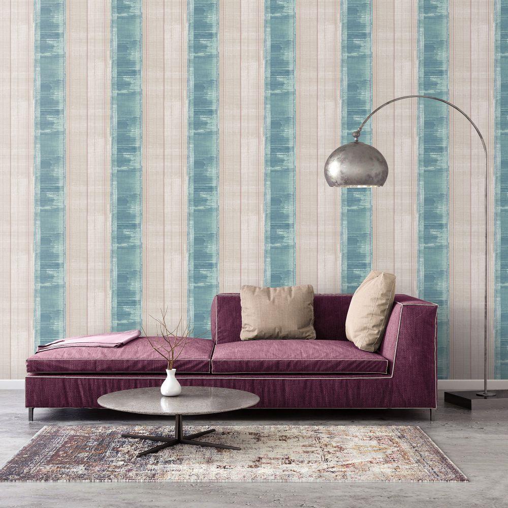 Atmosphere Sublime Stripe Wallpaper - Turquoise / Magenta - Galerie - G78276Wallpaper199