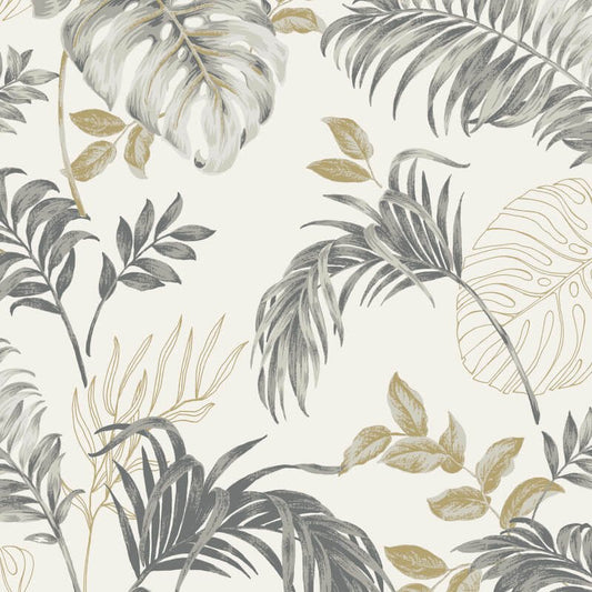Attitude Allison Tropical Metallic Wallpaper - White/Gold - Grandeco - A64301Wallpaper199
