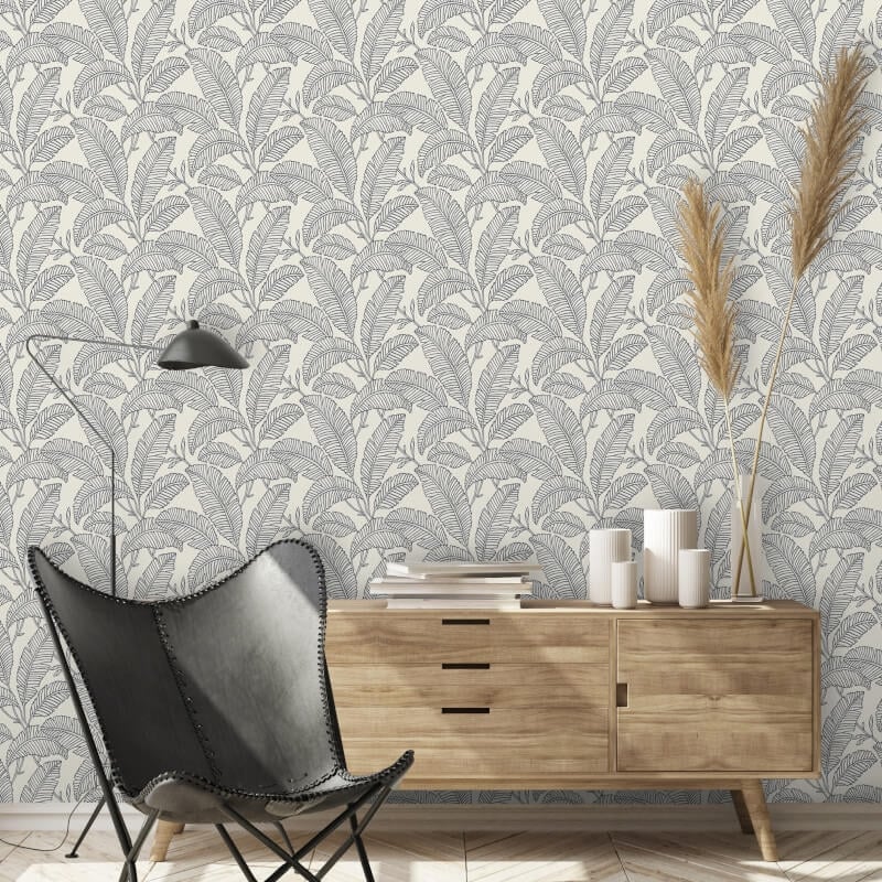 Attitude Faye All Over Leaf Wallpaper - Black/White - Grandeco - A66402Wallpaper199