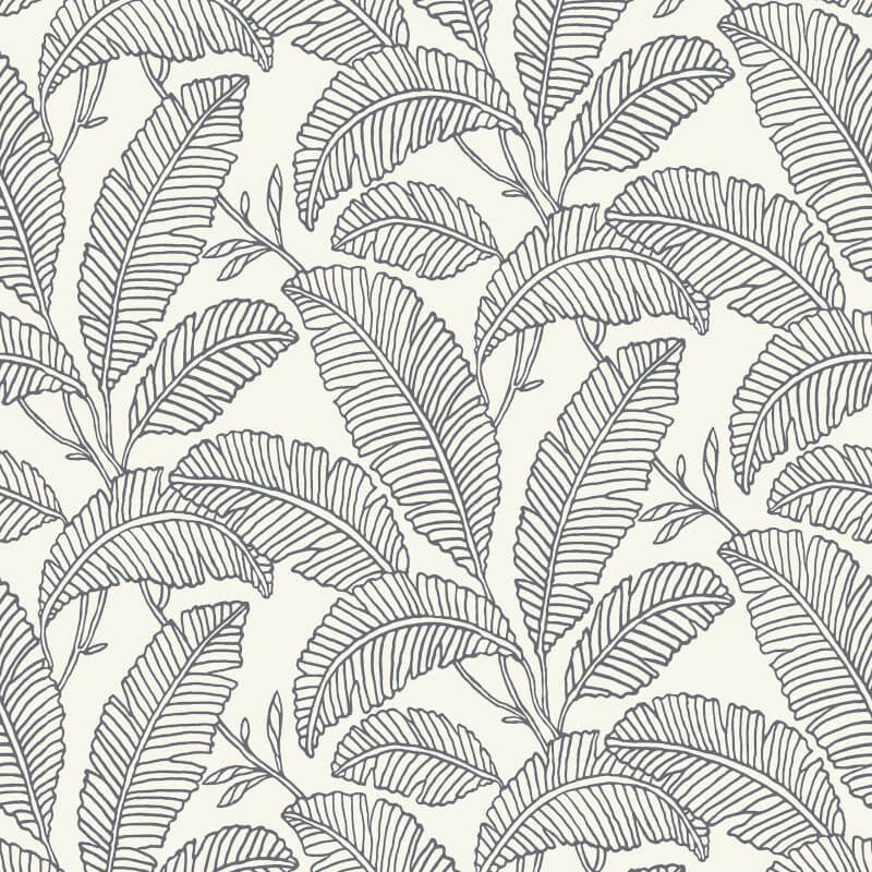 Attitude Faye All Over Leaf Wallpaper - Black/White - Grandeco - A66402Wallpaper199