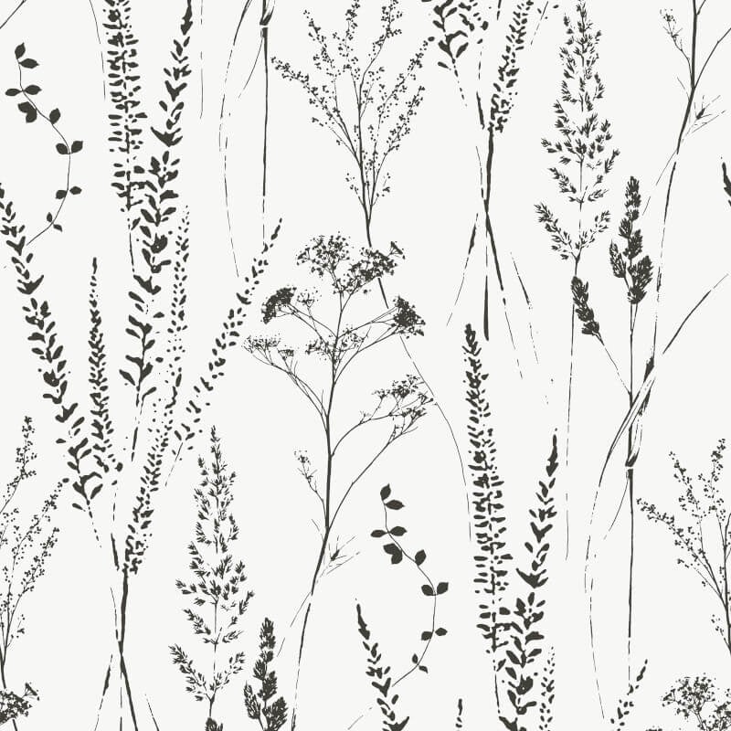 Attitude Halm Grass Floral Wallpaper - Black/White - Grandeco - A64201Wallpaper199