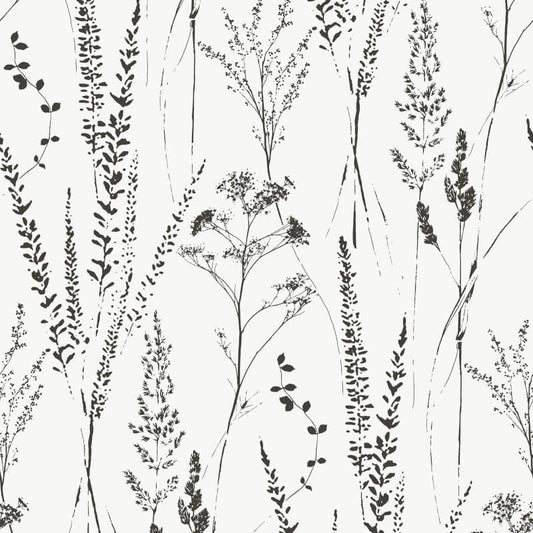 Attitude Halm Grass Floral Wallpaper - Black/White - Grandeco - A64201Wallpaper199