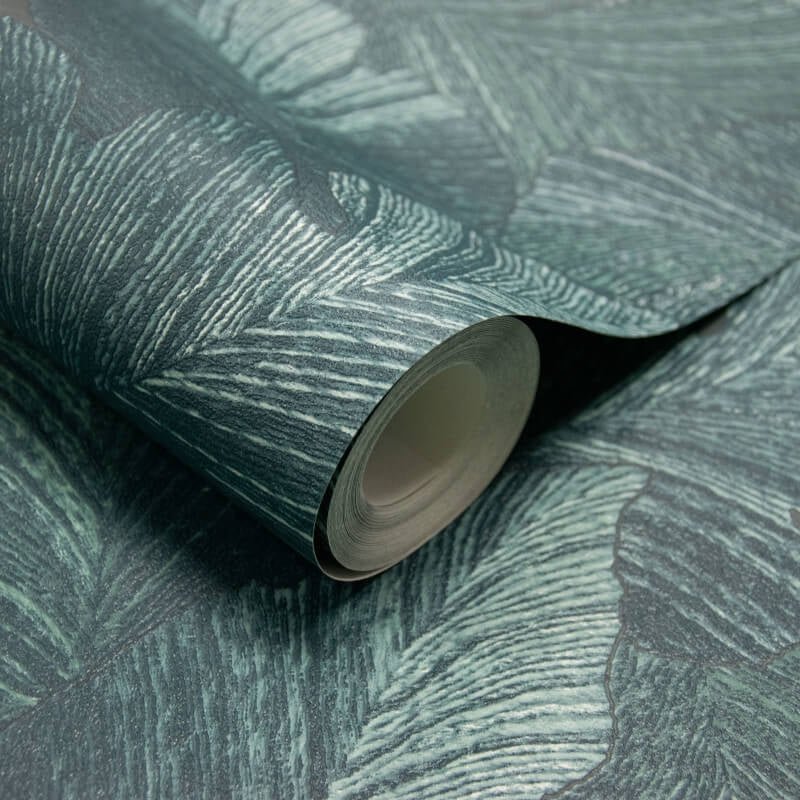 Attitude Organic Leaves Wallpaper - Teal - Grandeco - A66501Wallpaper199