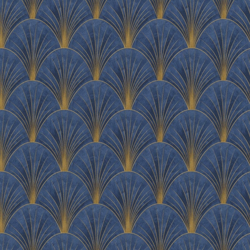 Avantgarde Fan Metallic Wallpaper - Blue/Gold - Elle Decoration - 10451 - 08Wallpaper199