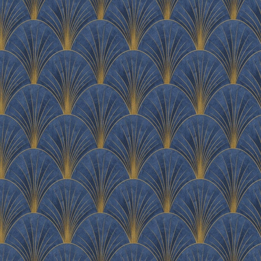 Avantgarde Fan Metallic Wallpaper - Blue/Gold - Elle Decoration - 10451 - 08Wallpaper199