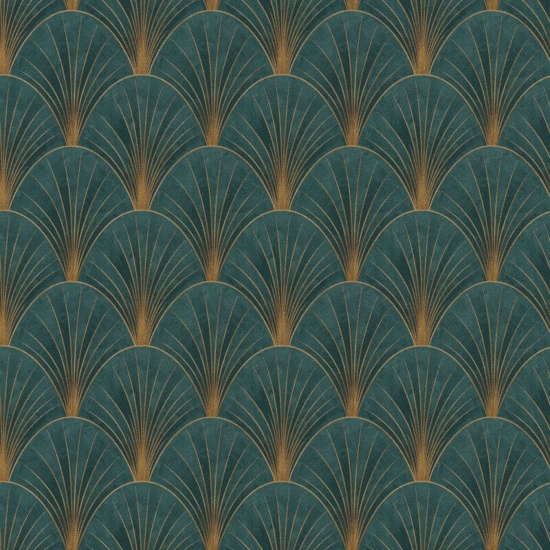 Avantgarde Fan Metallic Wallpaper - Green/Gold - Elle Decoration - 10451 - 19Wallpaper199
