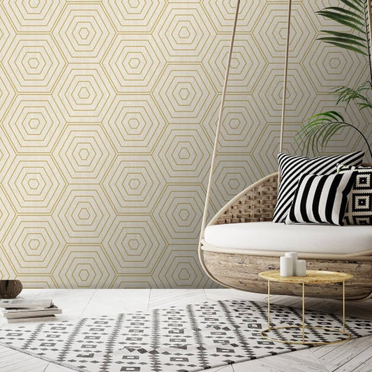Aztec Hexagons Metallic Wallpaper - Stone - SK Filson - SK20022Wallpaper199