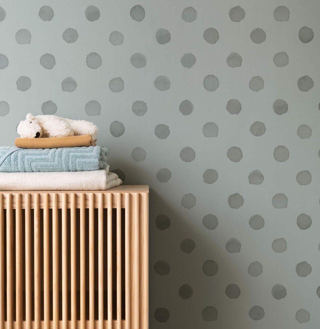 Bambino Polka Dot Painted Spot Wallpaper - Green - Rasch - 252057Wallpaper199