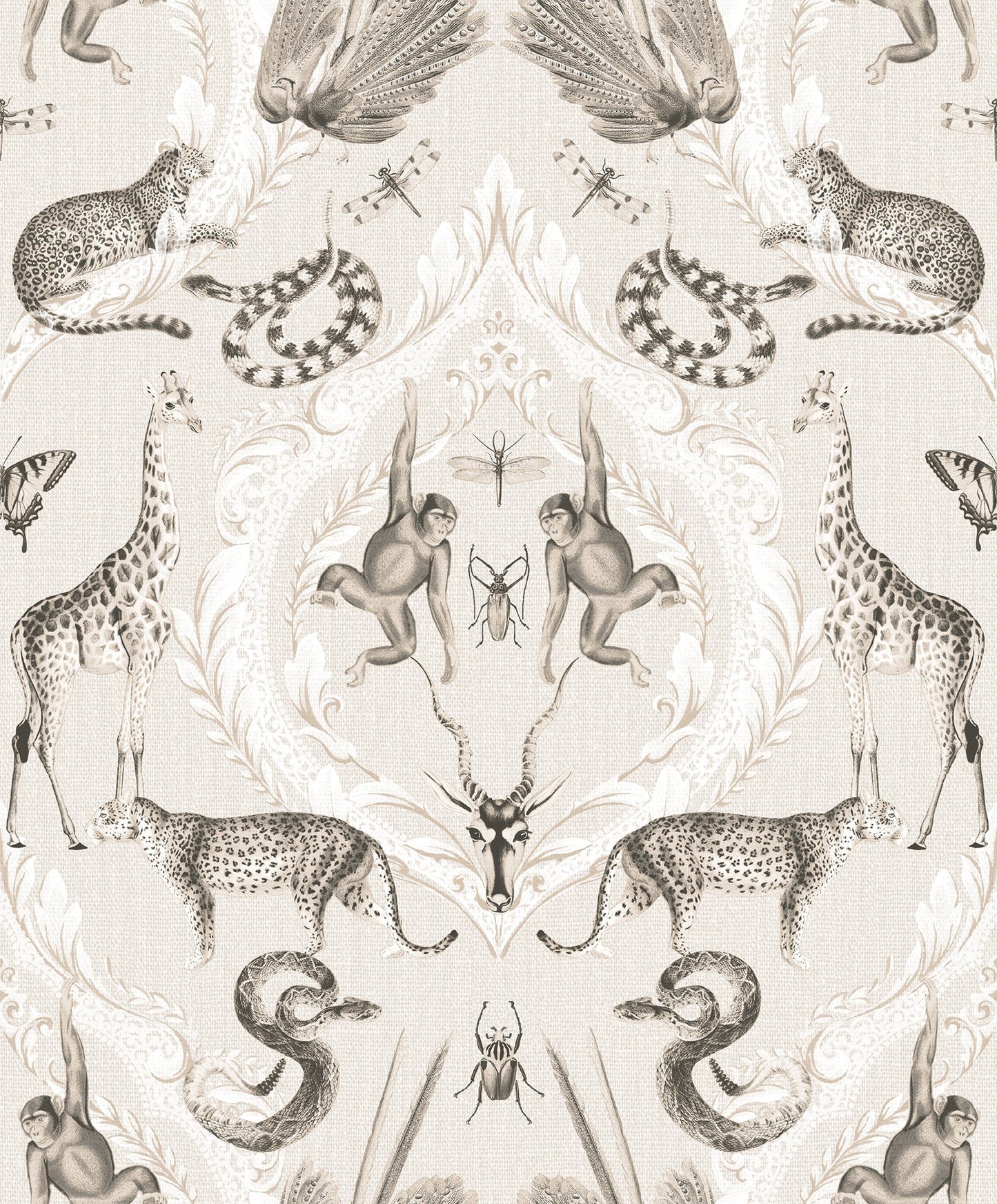 Bazaar Animal Damask Wallpaper - Beige - Galerie - G78309Wallpaper199