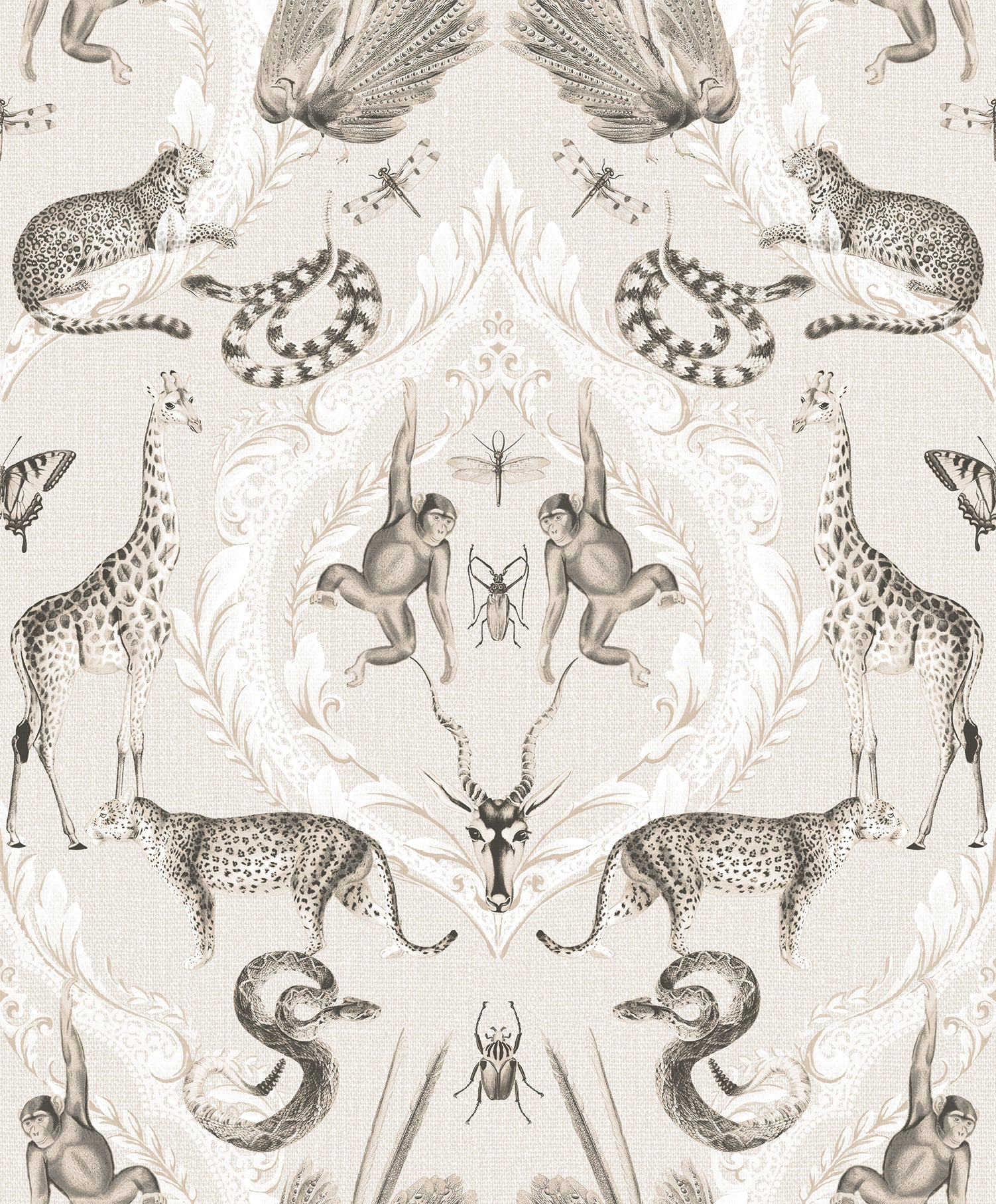 Bazaar Animal Damask Wallpaper - Beige - Galerie - G78309Wallpaper199