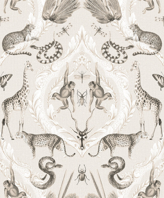 Bazaar Animal Damask Wallpaper - Beige - Galerie - G78309Wallpaper199