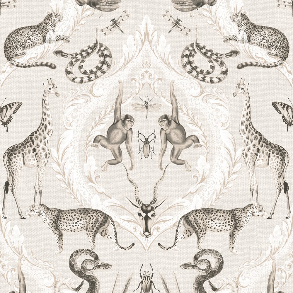 Bazaar Animal Damask Wallpaper - Beige - Galerie - G78309Wallpaper199