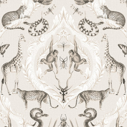 Bazaar Animal Damask Wallpaper - Beige - Galerie - G78309Wallpaper199