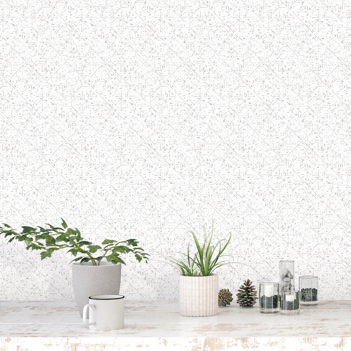 Bazaar Geo Tile Wallpaper - Grey / White - Galerie - G78336Wallpaper199