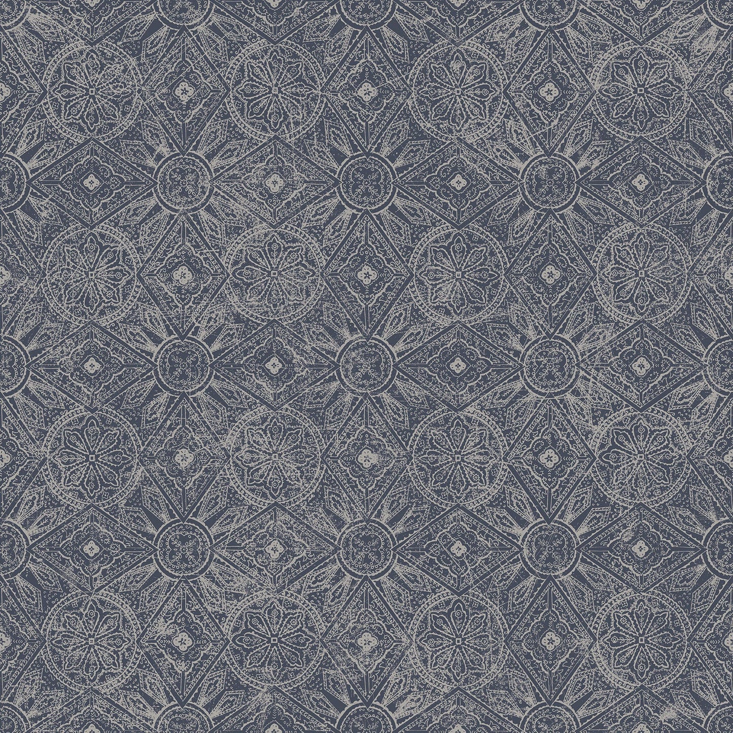 Bazaar Moroccan Print Wallpaper - Navy Blue / Silver - Galerie - G78317Wallpaper199