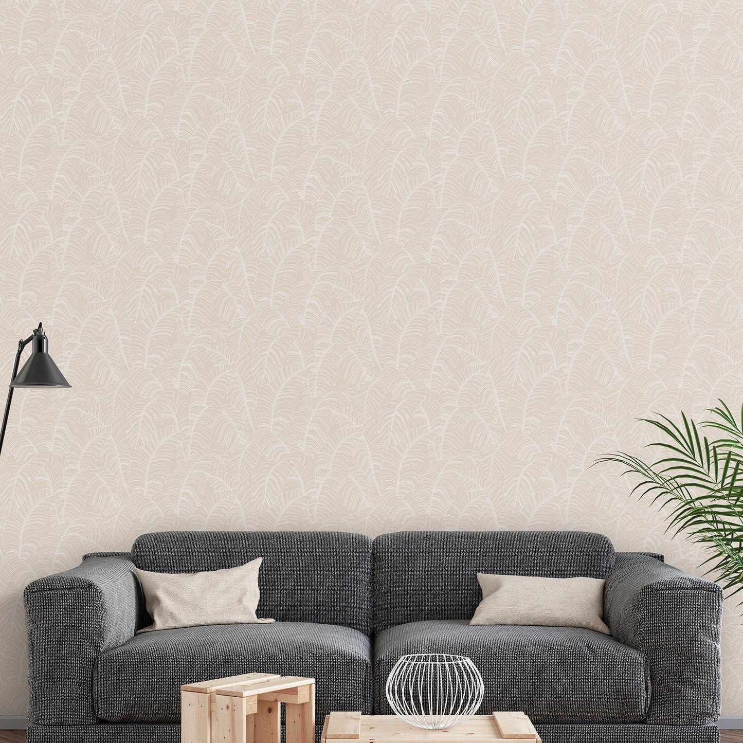 Bazaar Palm Leaves Wallpaper - Beige / White - Galerie - G78300Wallpaper199