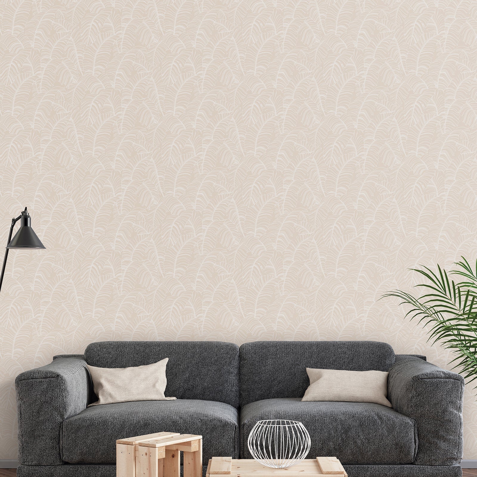 Bazaar Palm Leaves Wallpaper - Beige / White - Galerie - G78300Wallpaper199