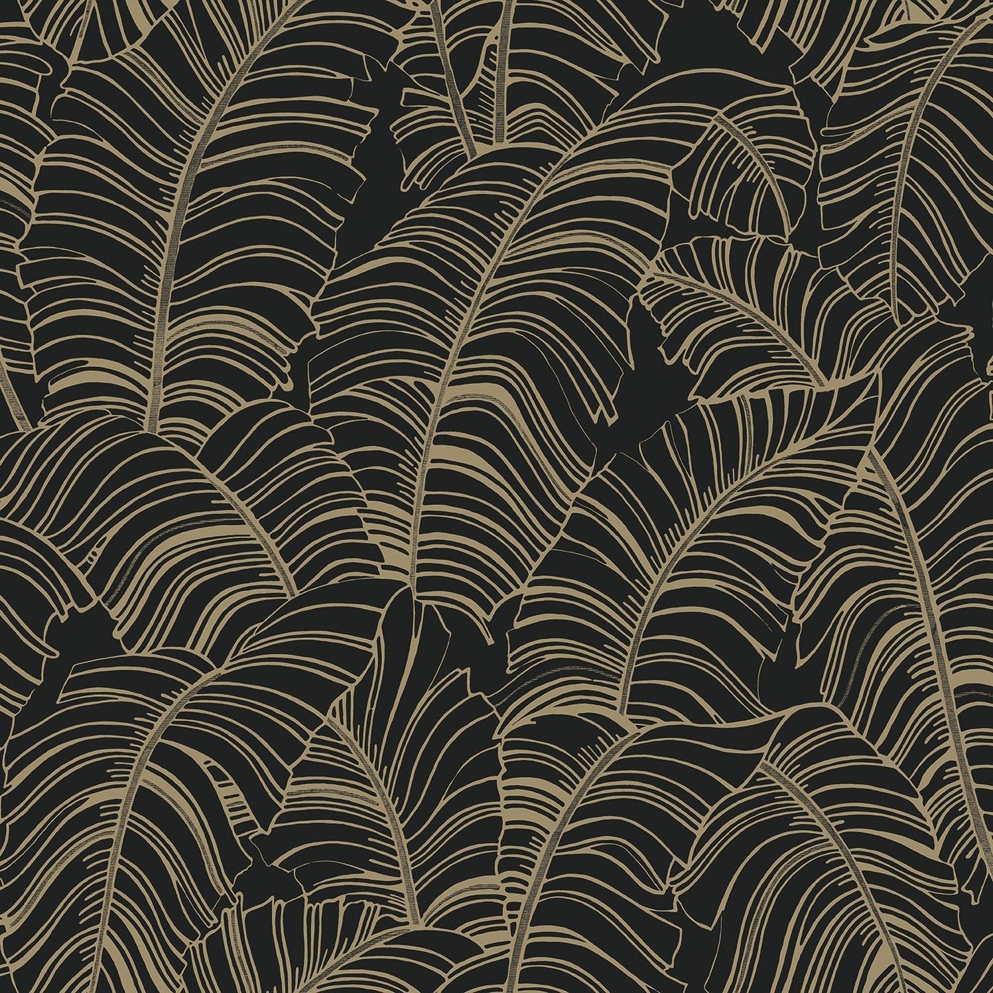 Bazaar Palm Leaves Wallpaper - Black / Gold - Galerie - G78301Wallpaper199