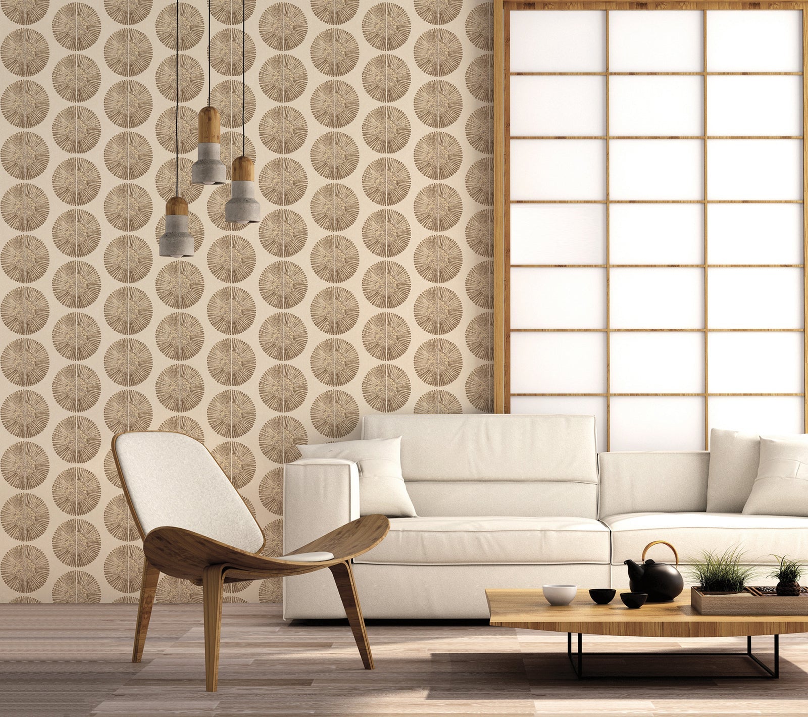 Bazaar Tribal Circles Wallpaper - Sand / Brown - Galerie - G78332Wallpaper199