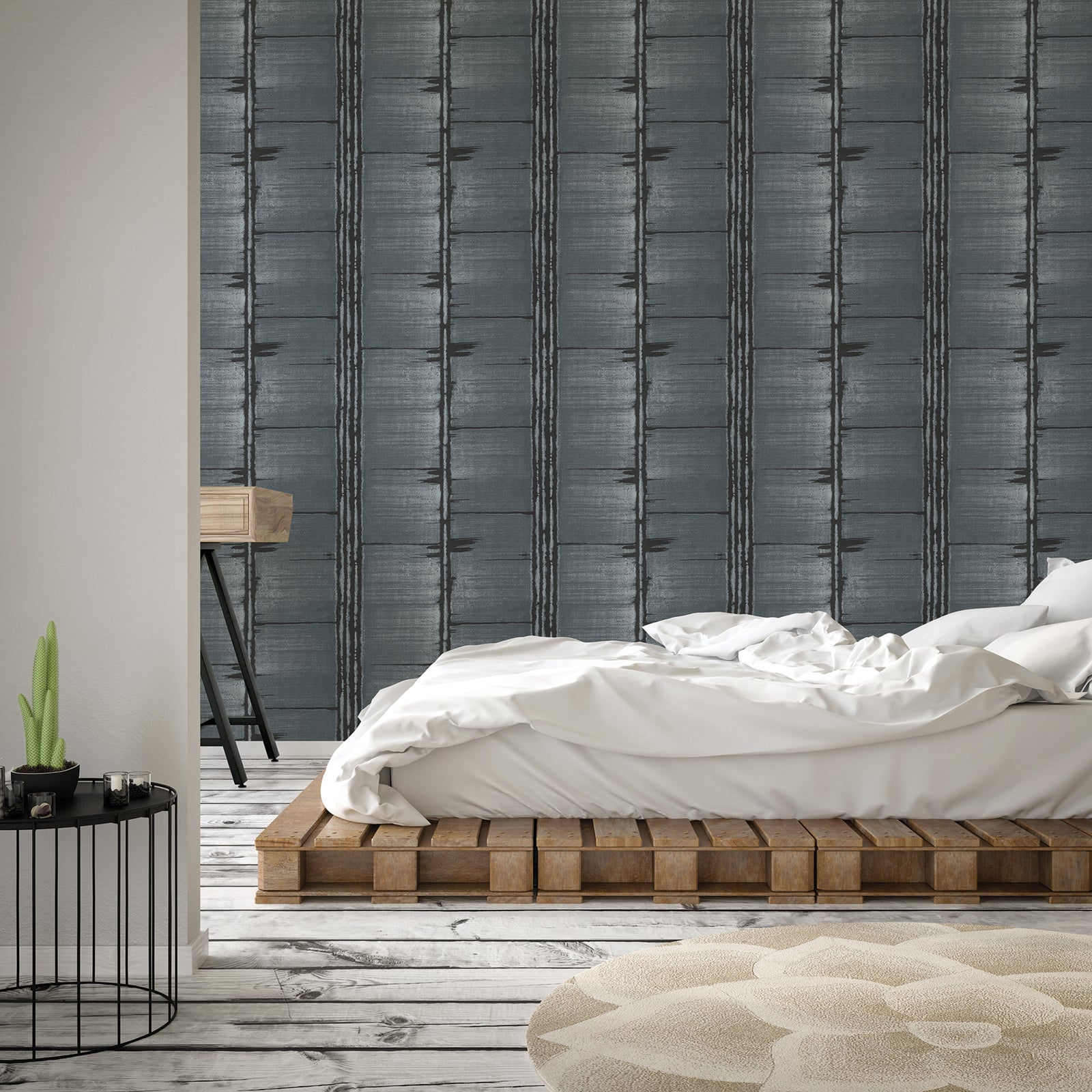 Bazaar Tribal Panels Wallpaper - Metallic Blue - Galerie - G78284Wallpaper199