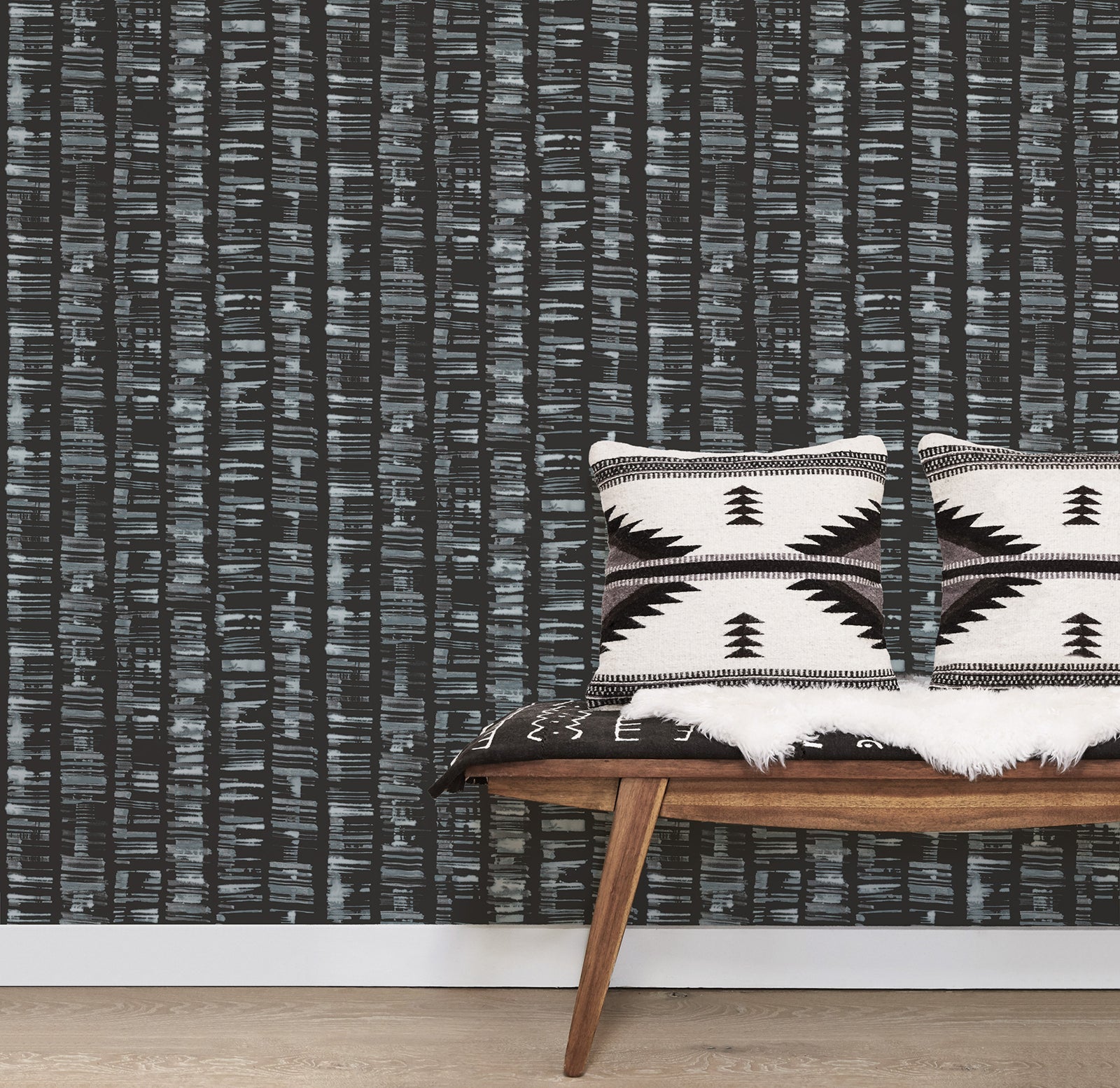 Bazaar Tribal Sketch Wallpaper - Charcoal / Duck Egg - Galerie - G78282Wallpaper199