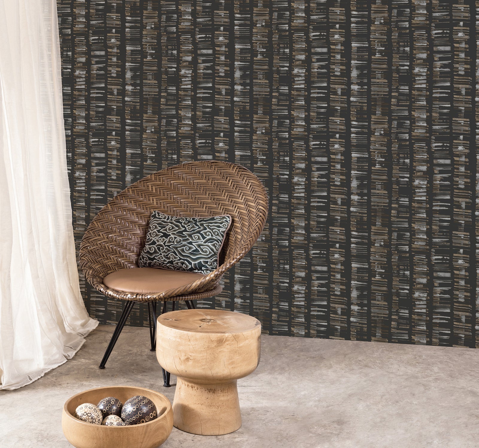 Bazaar Tribal Sketch Wallpaper - Deep Brown - Galerie - G78281Wallpaper199
