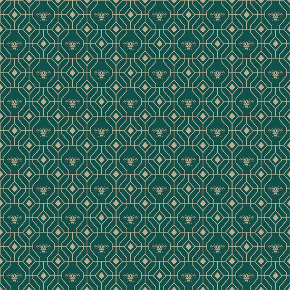 Bee Deco Gold Foil Wallpaper - Emerald - Furn - BEEDECO/WP1/EMEWallpaper199