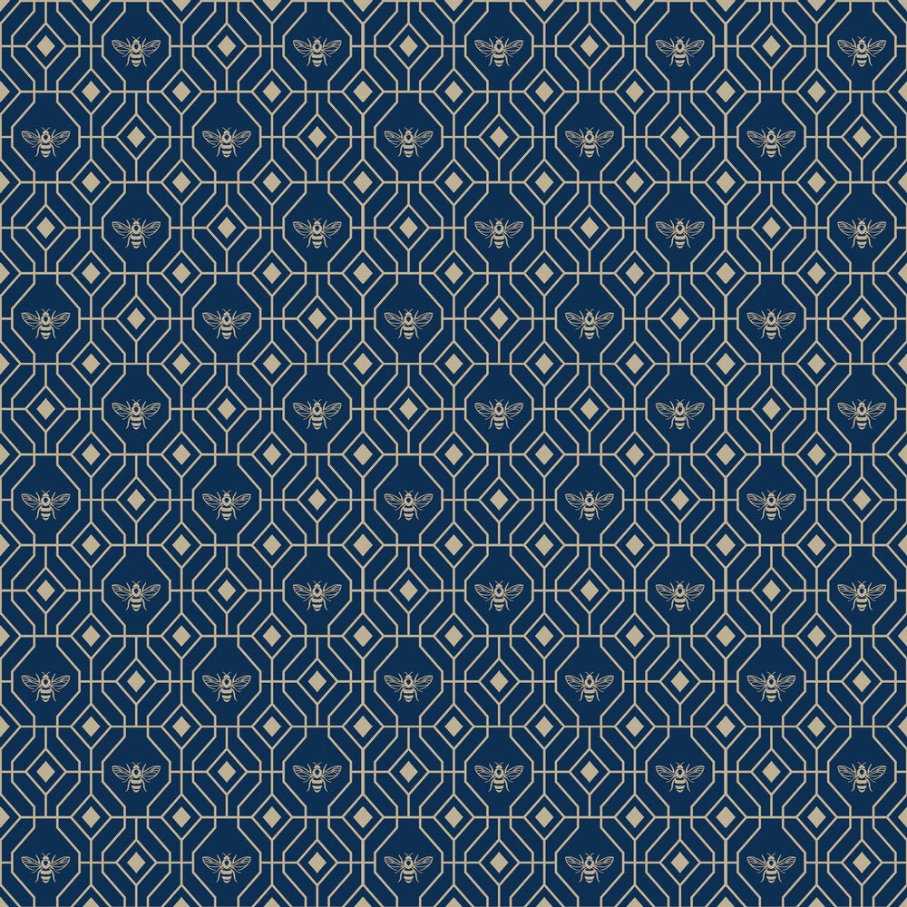Bee Deco Gold Foil Wallpaper - Navy - Furn - BEEDECO/WP1/DBLWallpaper199