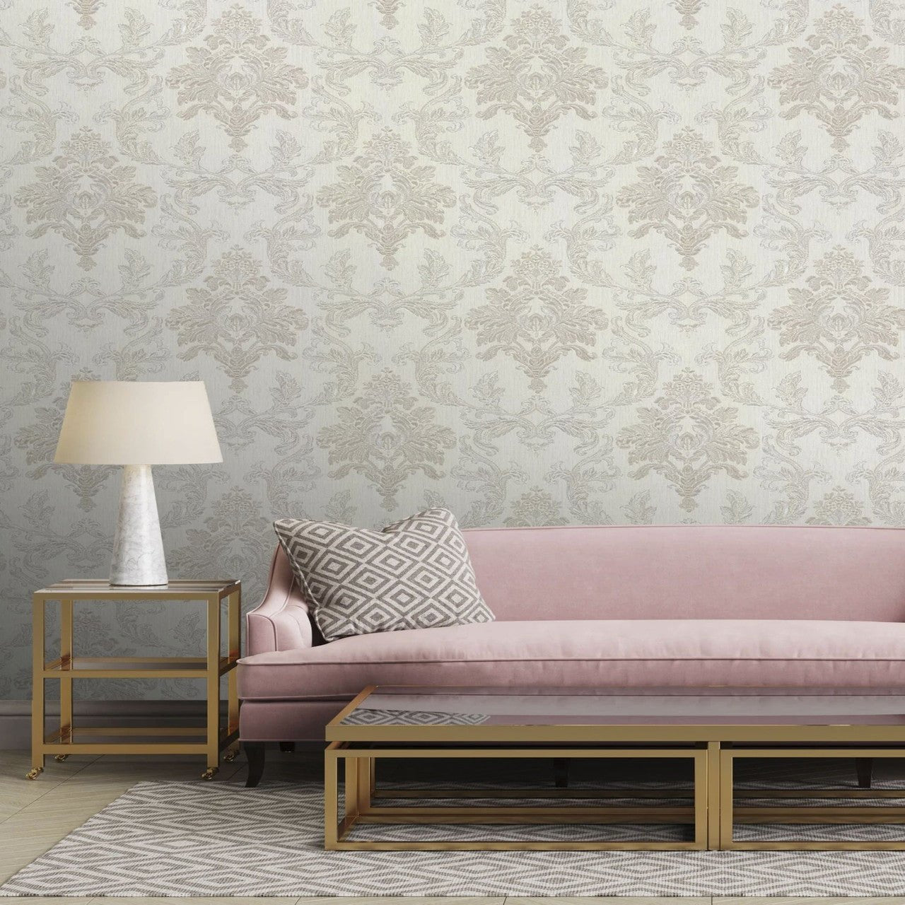 Bellini Vasari Damask Wallpaper - Silver and Gold - Rasch - 526257Wallpaper199