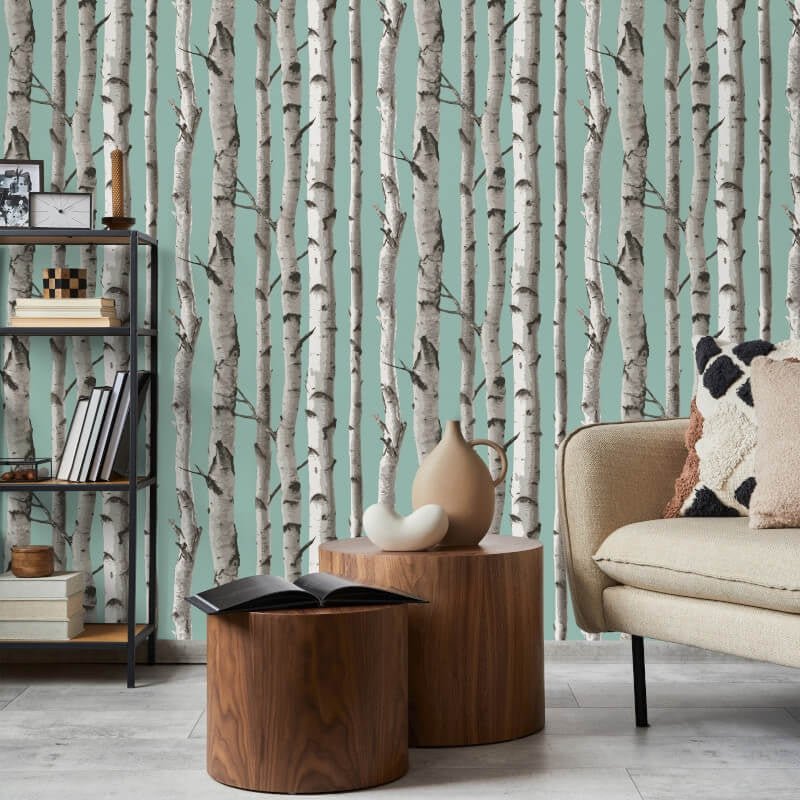 Birch Trees Wallpaper - Blue - Fine Décor - FD43293Wallpaper199