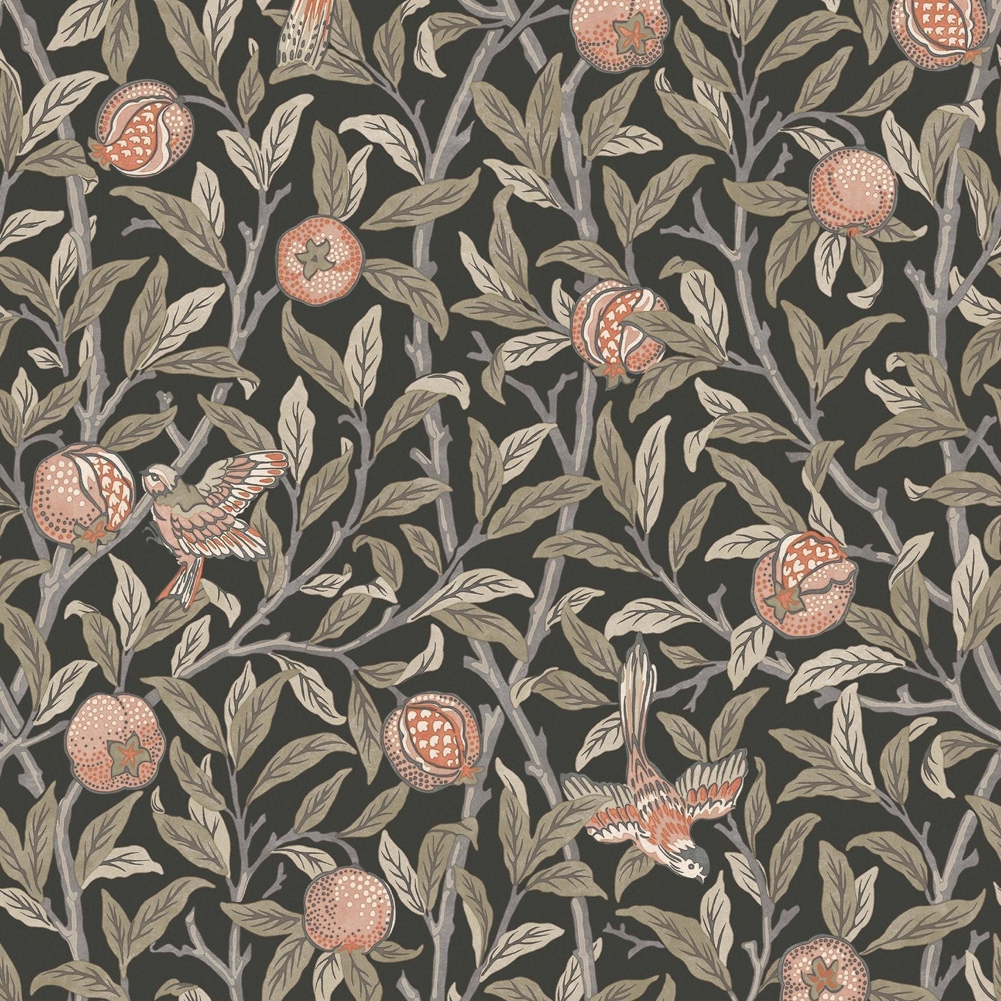Bird & Pomegranate Wallpaper - Charcoal - 124258 - William Morris AHWallpaper199