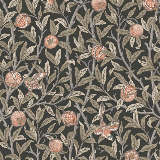 Bird & Pomegranate Wallpaper - Charcoal - 124258 - William Morris AHWallpaper199
