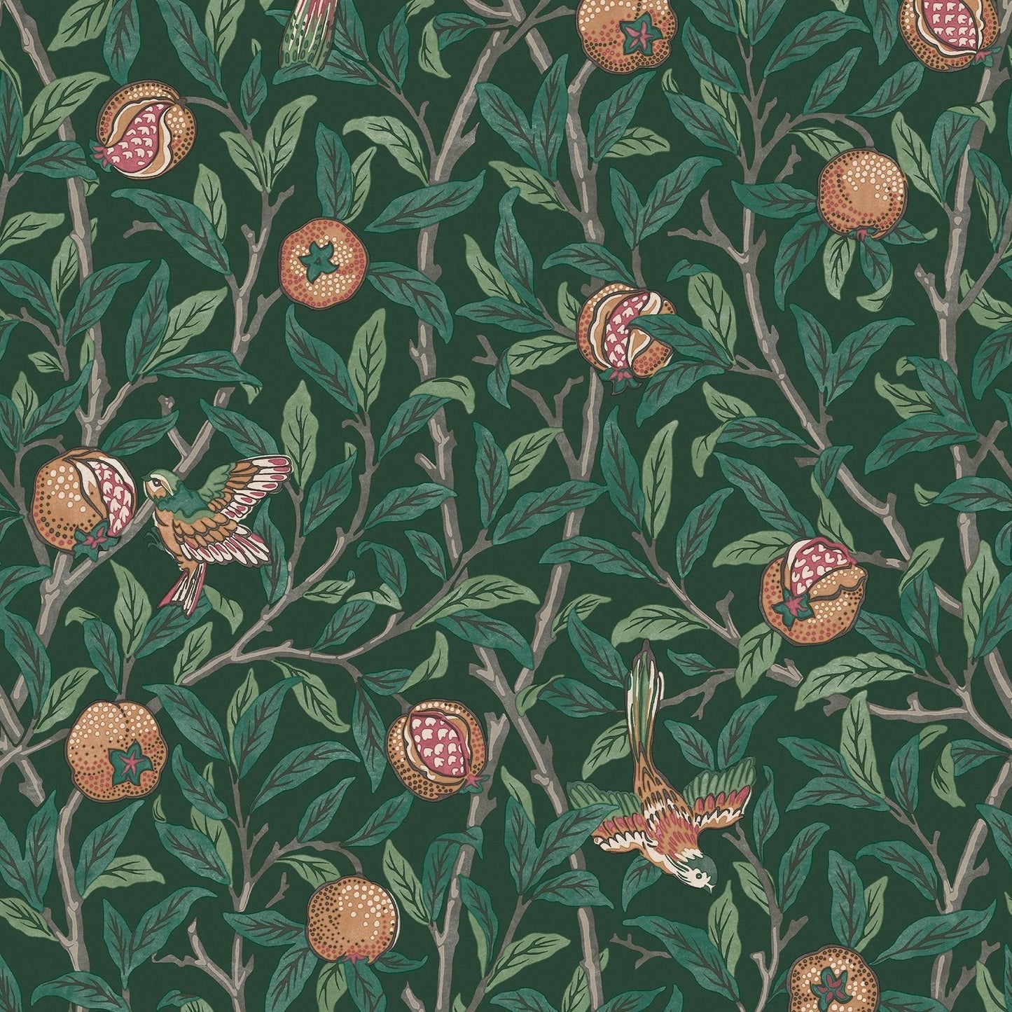 Bird & Pomegranate Wallpaper - Deep Green - 124260 - William Morris AHWallpaper199
